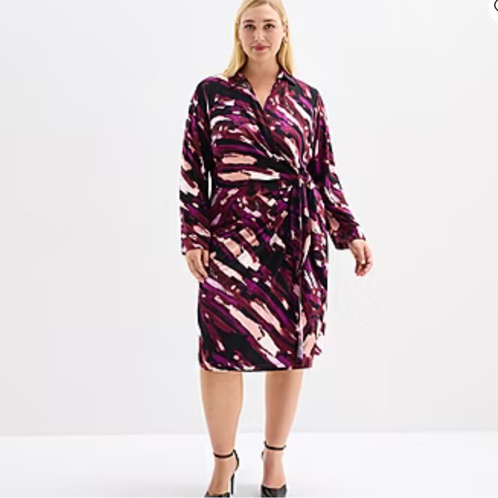 Clover and Sloane Abstract Brushstroke Midi Dress Sz 2X NWT